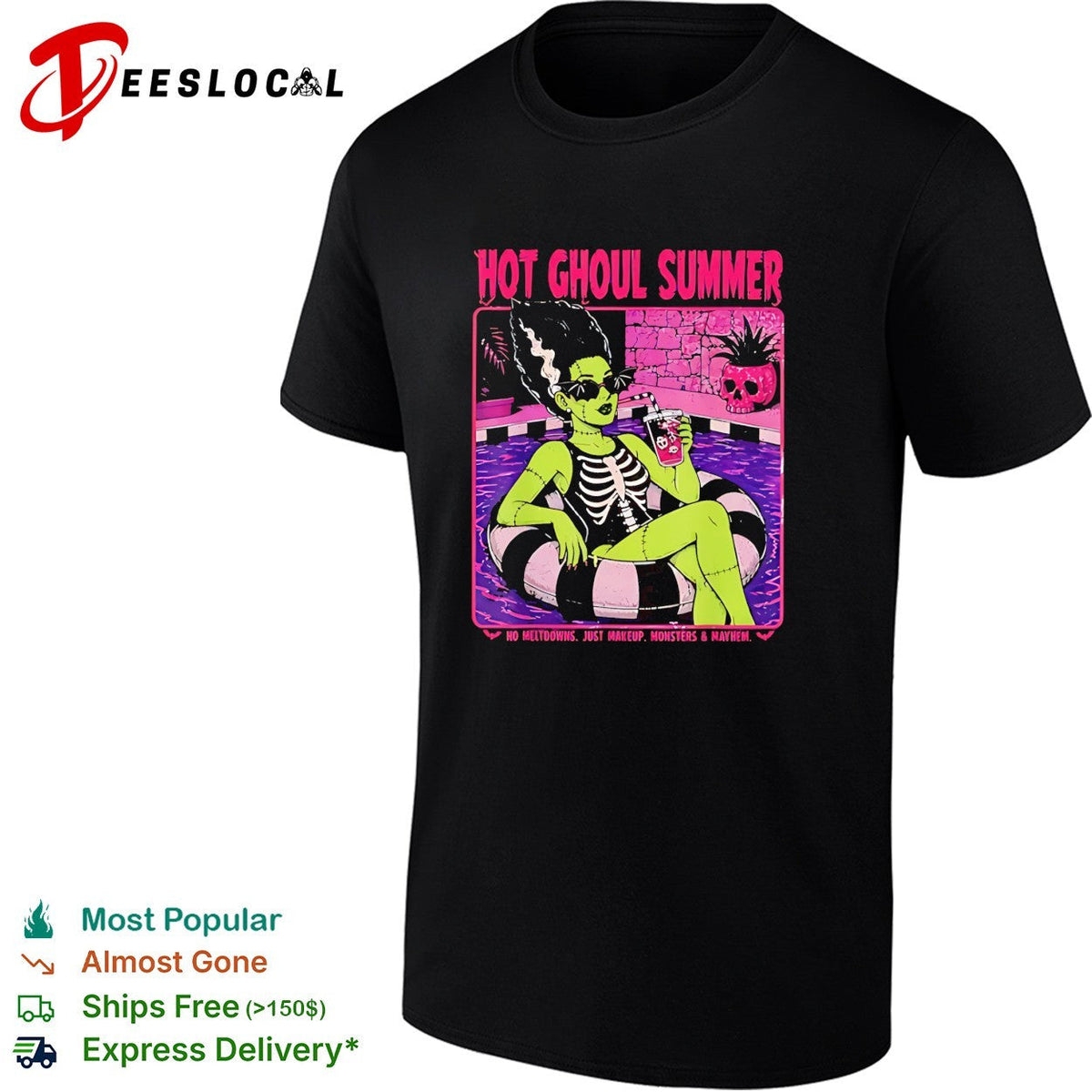 Ghoul Summer Bride of Frankenstein Skeleton Pool Party no meltdowns shirt Unisex