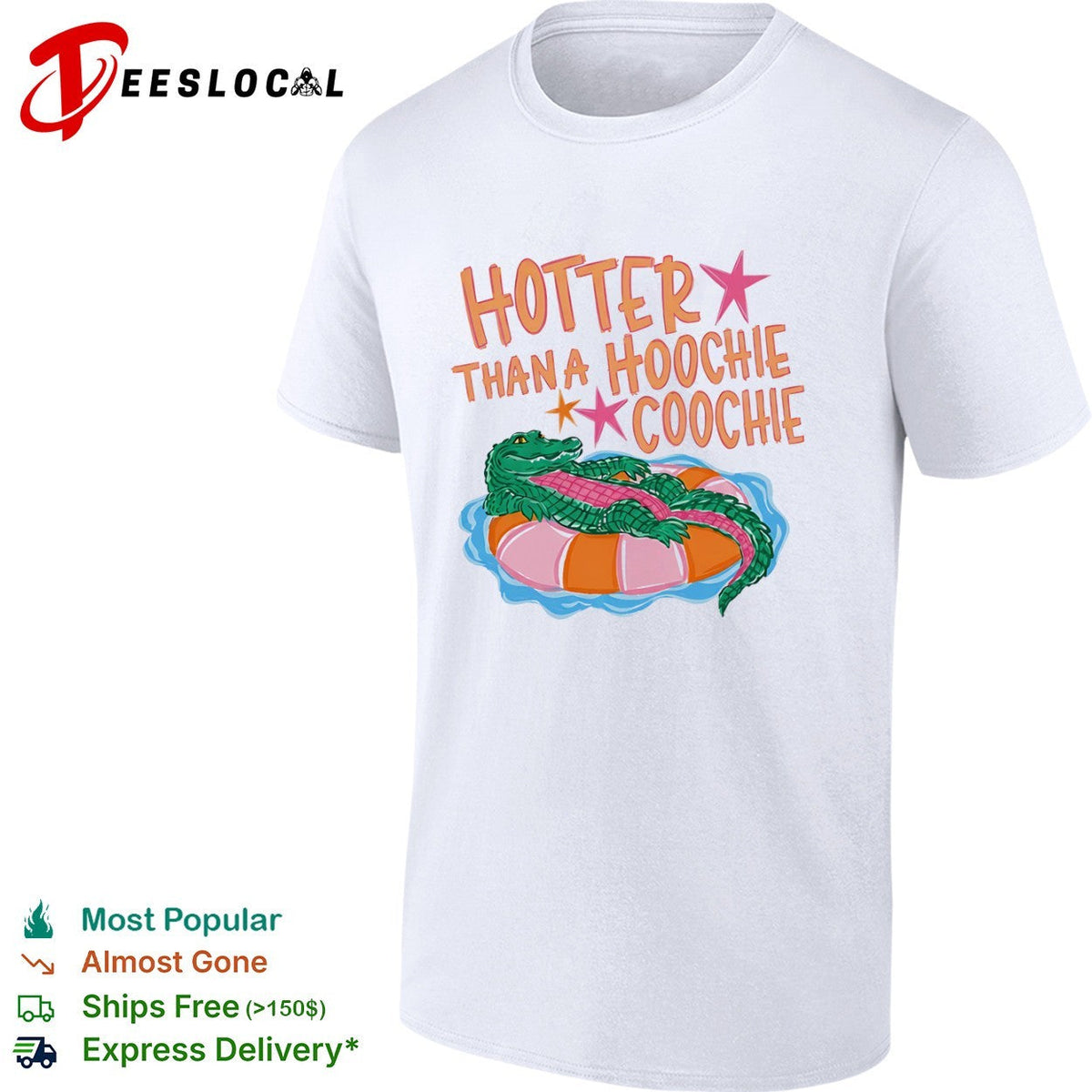 Hotter than a hoochie coochie alligator floating on a pool float summer shirt Unisex