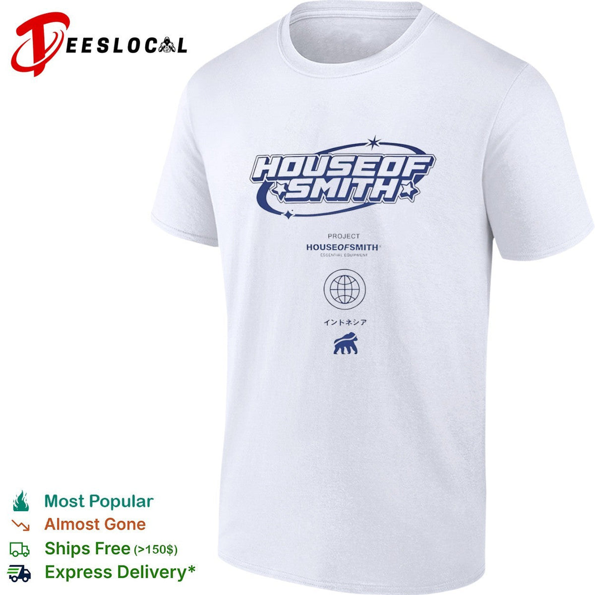 House of Smith Project Essential Equipment Indonesia Gorilla Globe Logo Shirt Unisex