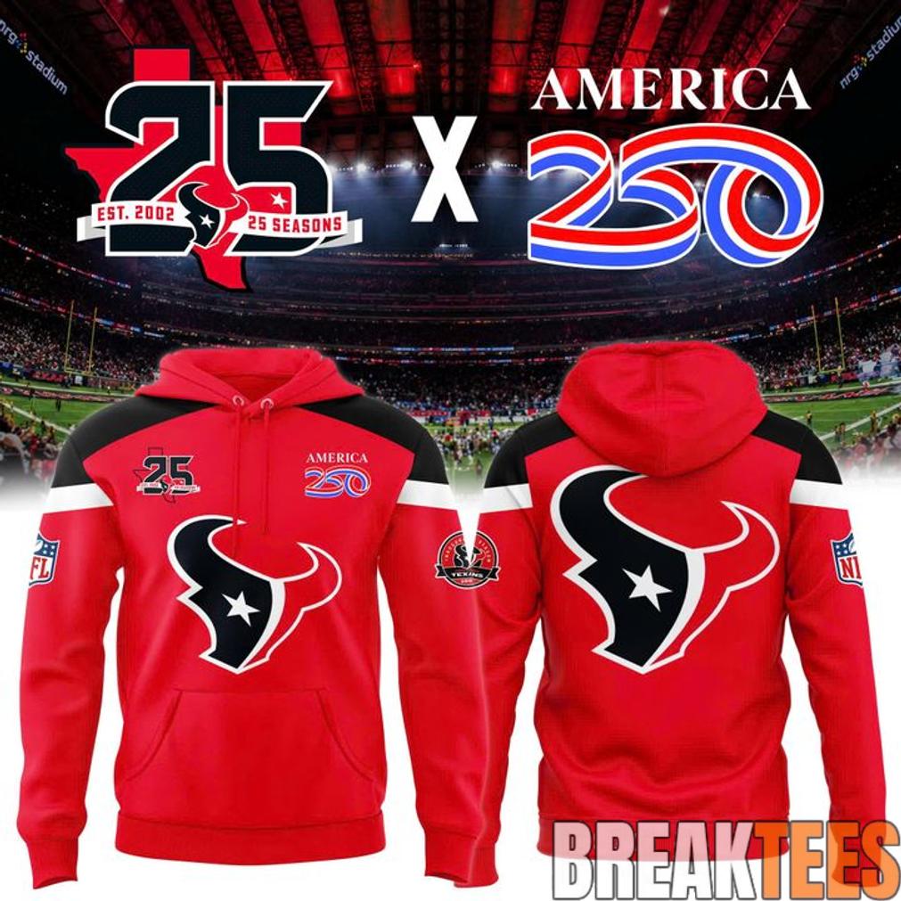 Houston Texans 25 Seasons x America 250 Red Two-Sided Graphic Unisex