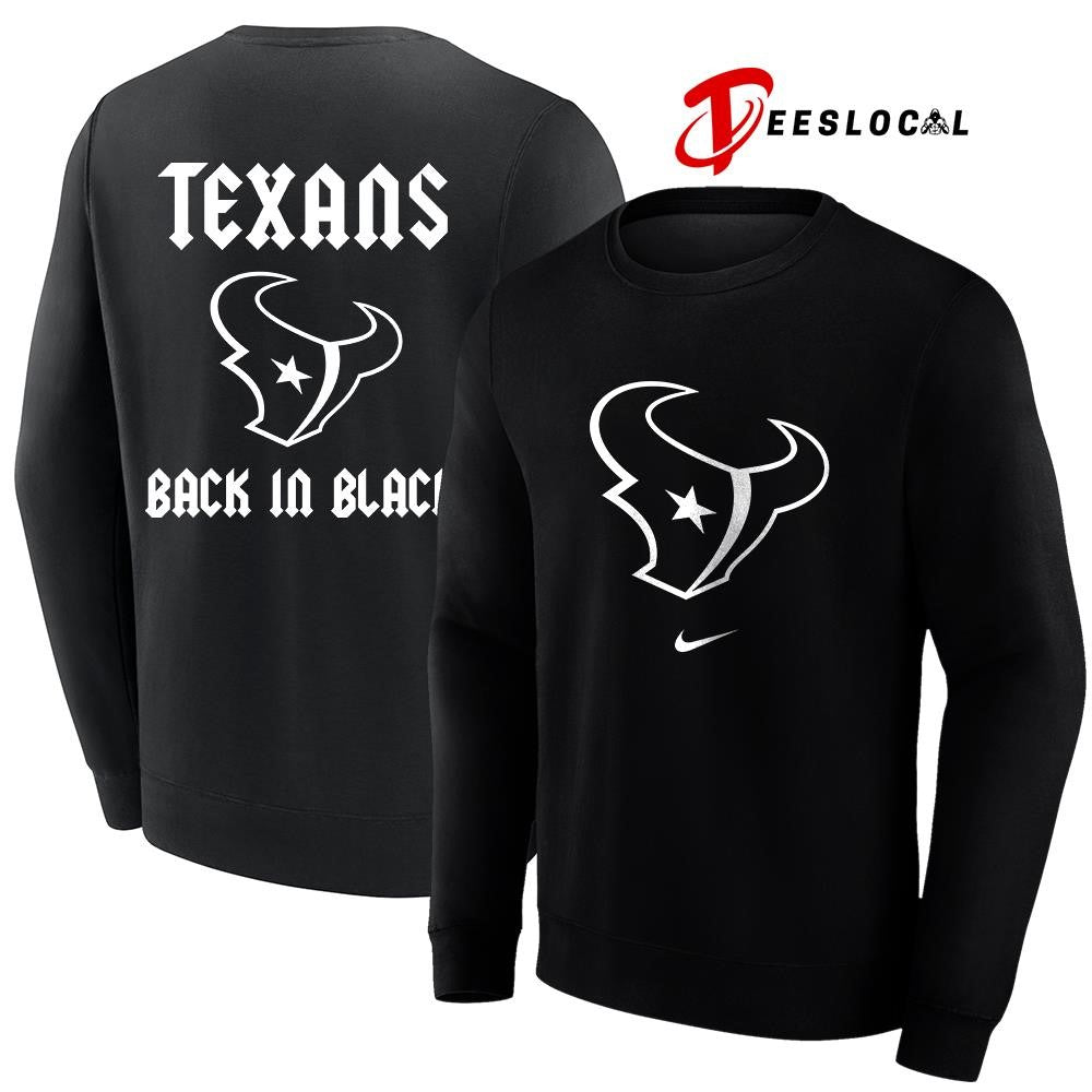 Houston Texans back in black logo shirt Unisex