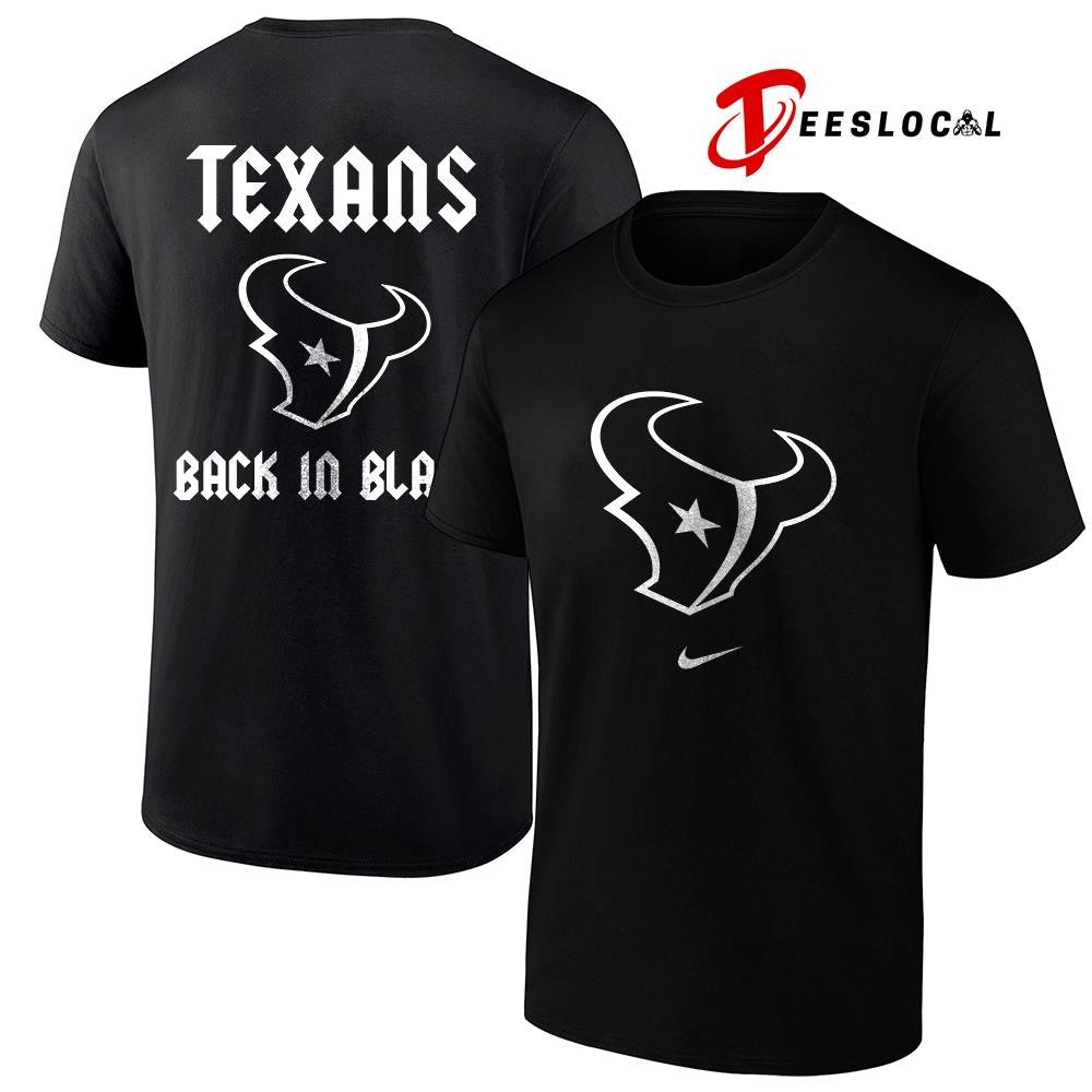 Houston Texans back in black logo shirt Unisex