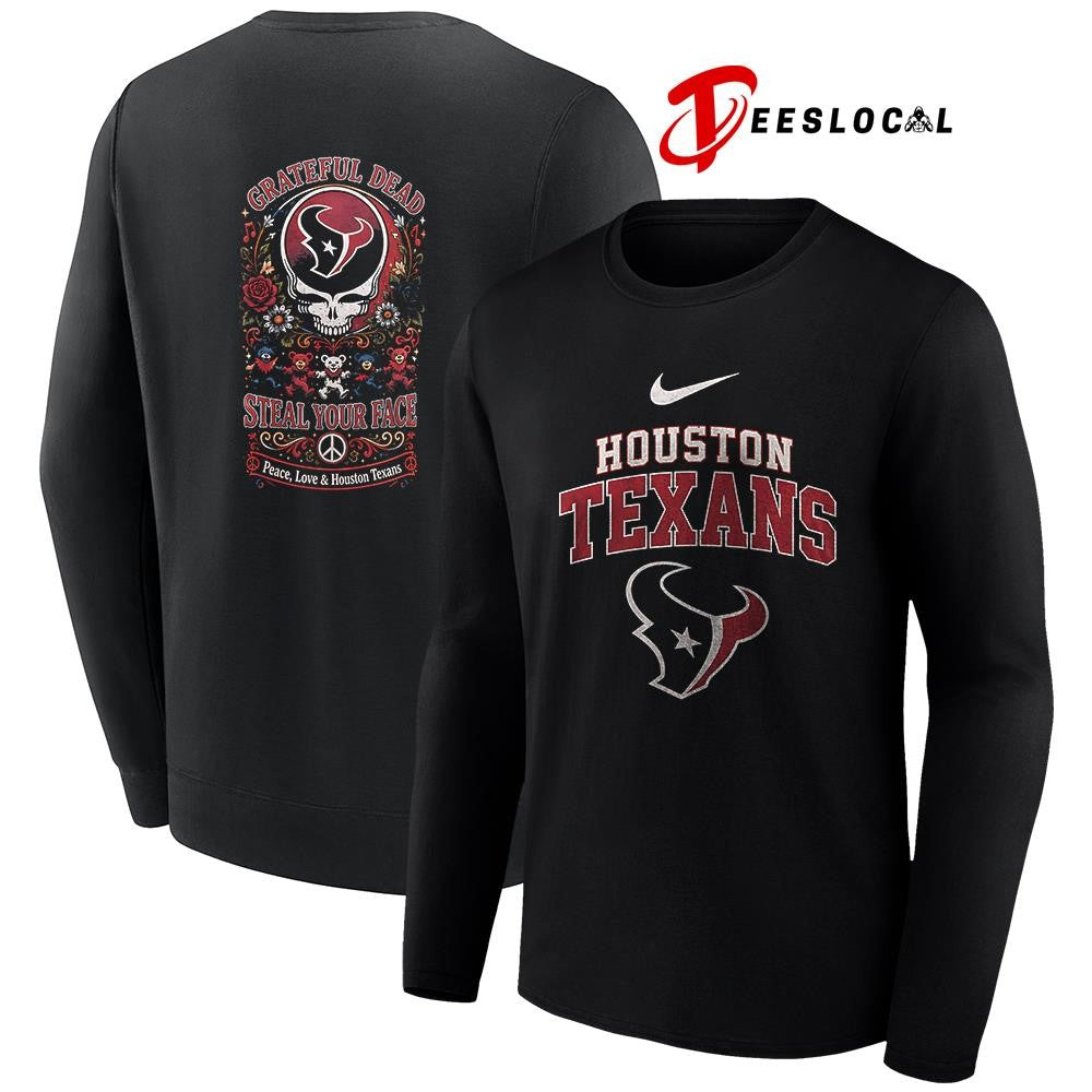 Houston Texans x Grateful Dead steal your face peace love logo shirt Unisex