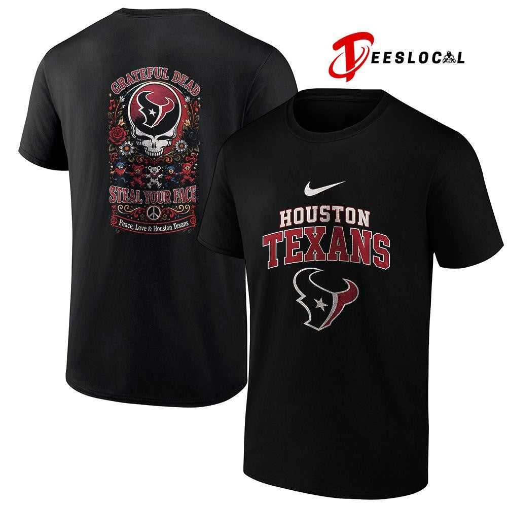 Houston Texans x Grateful Dead steal your face peace love logo shirt Unisex
