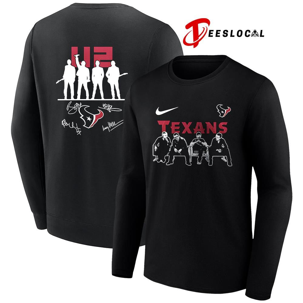 Houston Texans x U2 band signature silhouette shirt Unisex