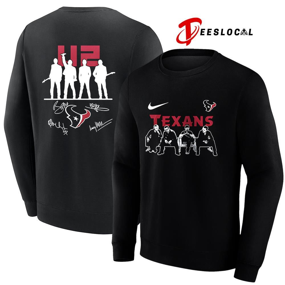 Houston Texans x U2 band signature silhouette shirt Unisex