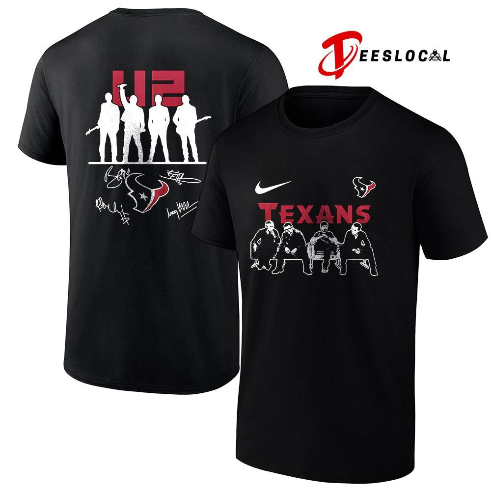 Houston Texans x U2 band signature silhouette shirt Unisex