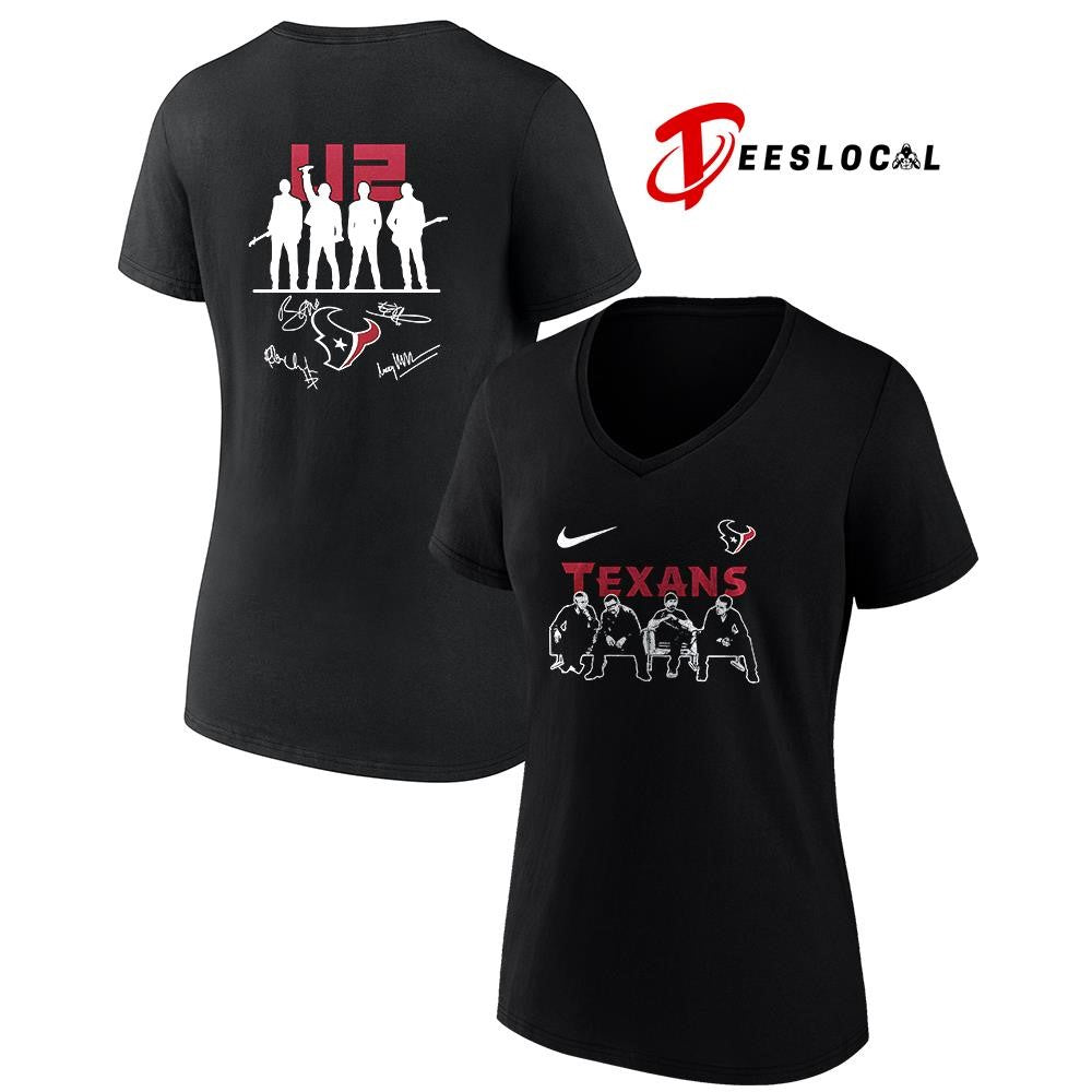Houston Texans x U2 band signature silhouette shirt Unisex