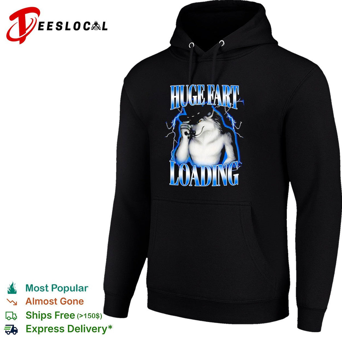 Huge Fart Loading Wolf Cowboy lightning shirt Unisex