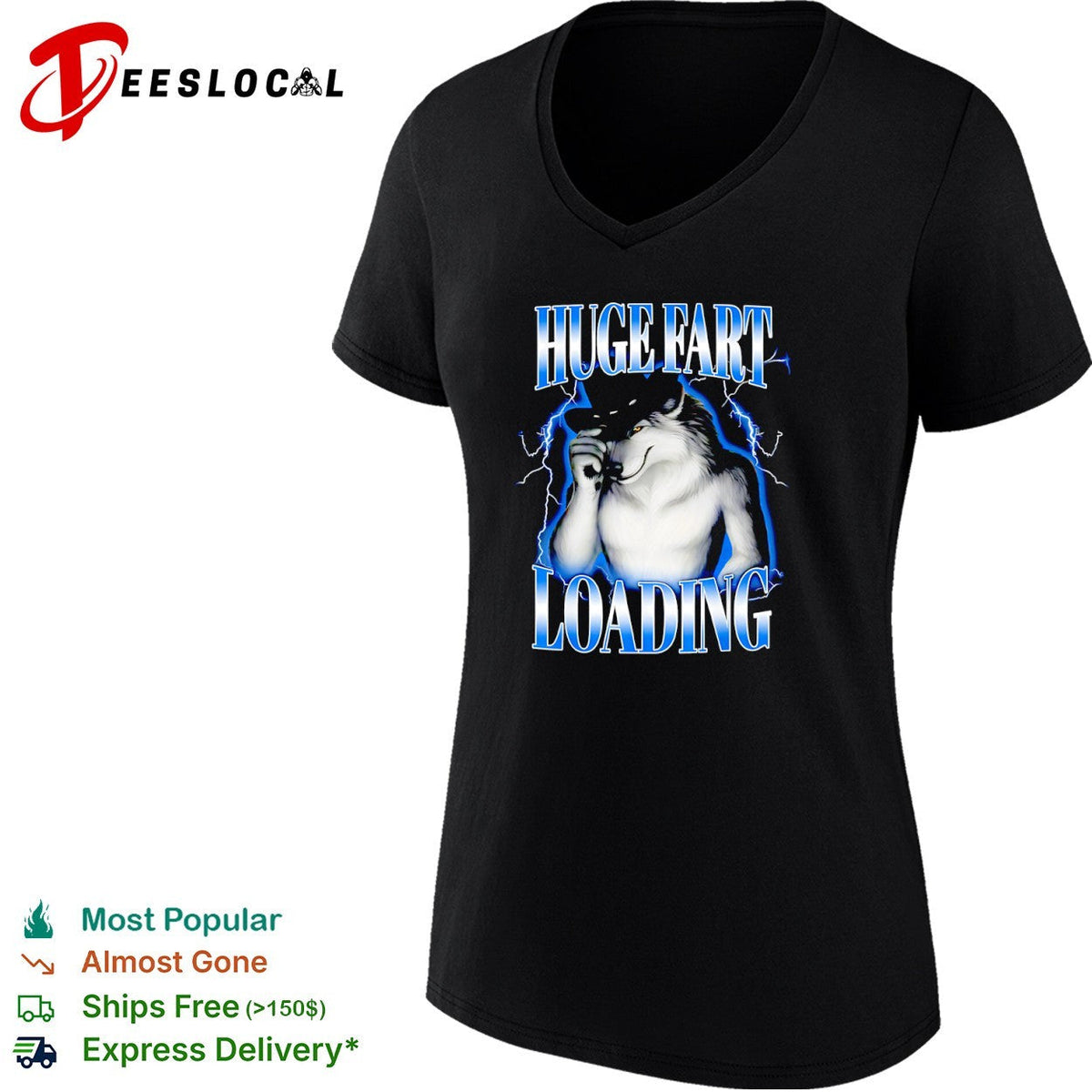 Huge Fart Loading Wolf Cowboy lightning shirt Unisex
