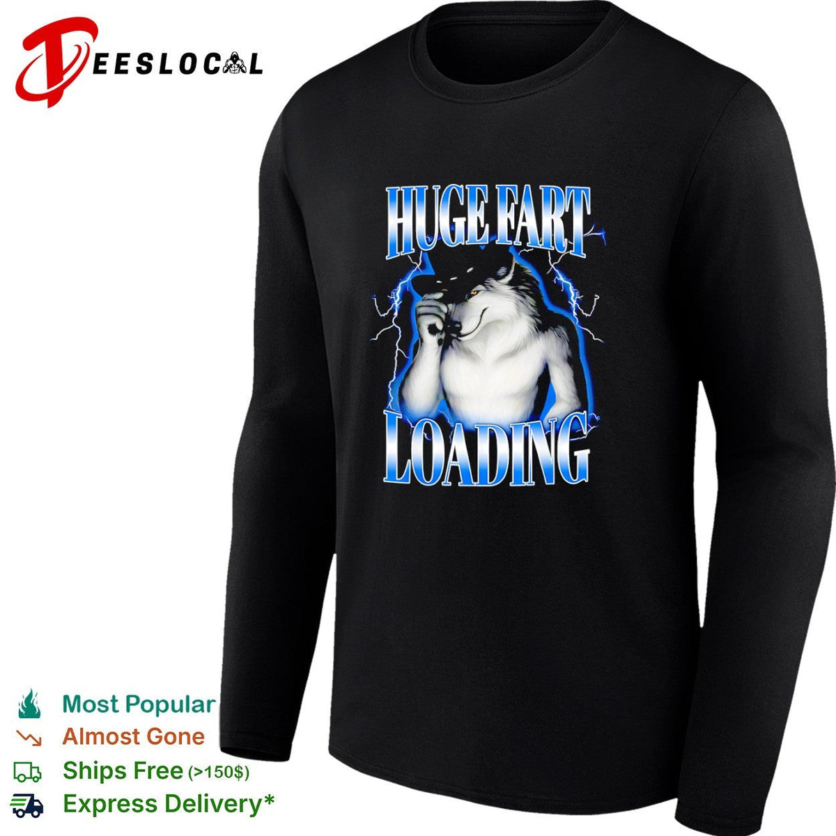Huge Fart Loading Wolf Cowboy lightning shirt Unisex