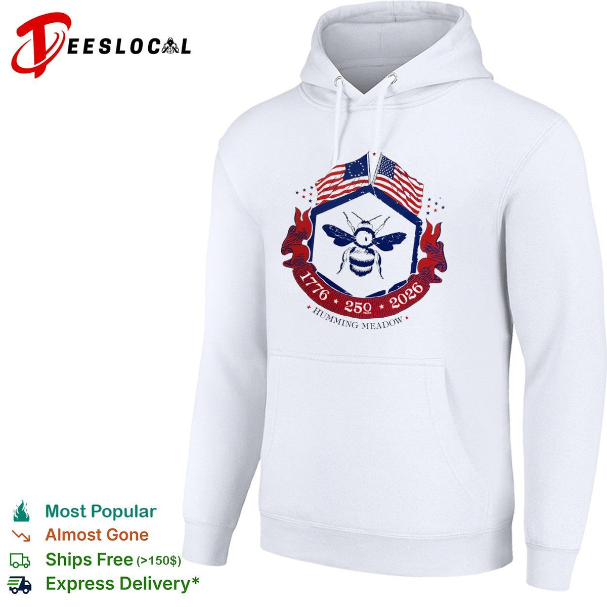 Humming Meadow 1776 250 2026 American Bee Patriotic Semiquincentennial Anniversary shirt Unisex