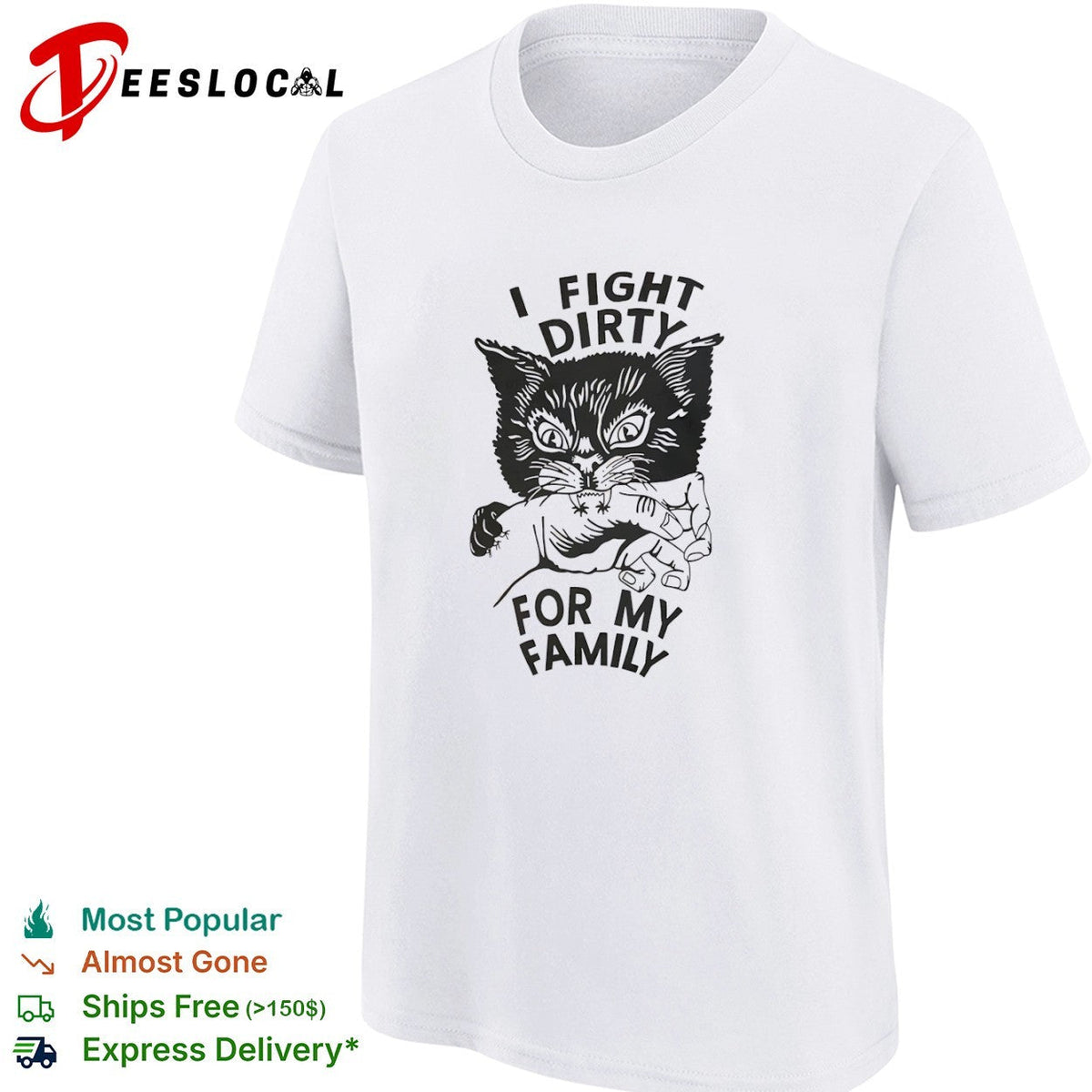 I Fight Dirty for My Family Cat Biting Hand shirt Unisex