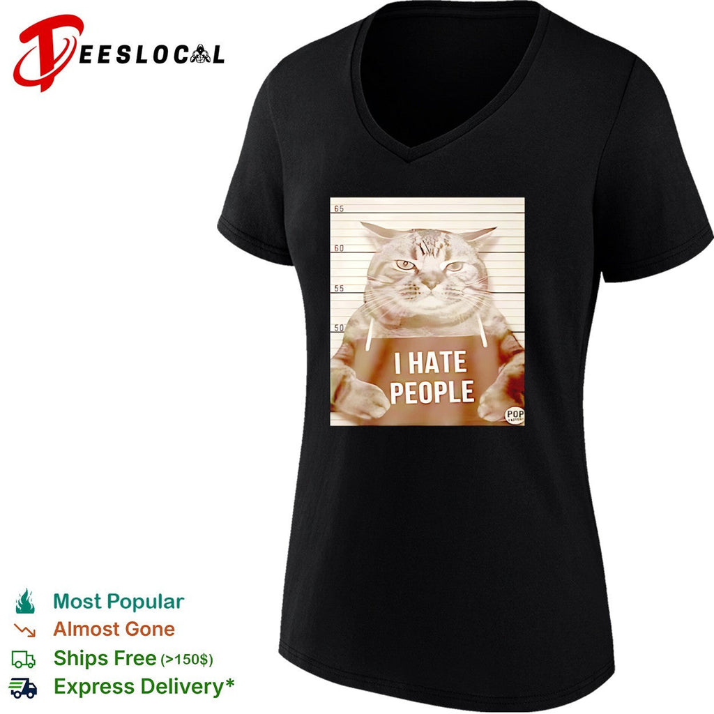 I Hate People Mugshot Grumpy cat Shirt Unisex