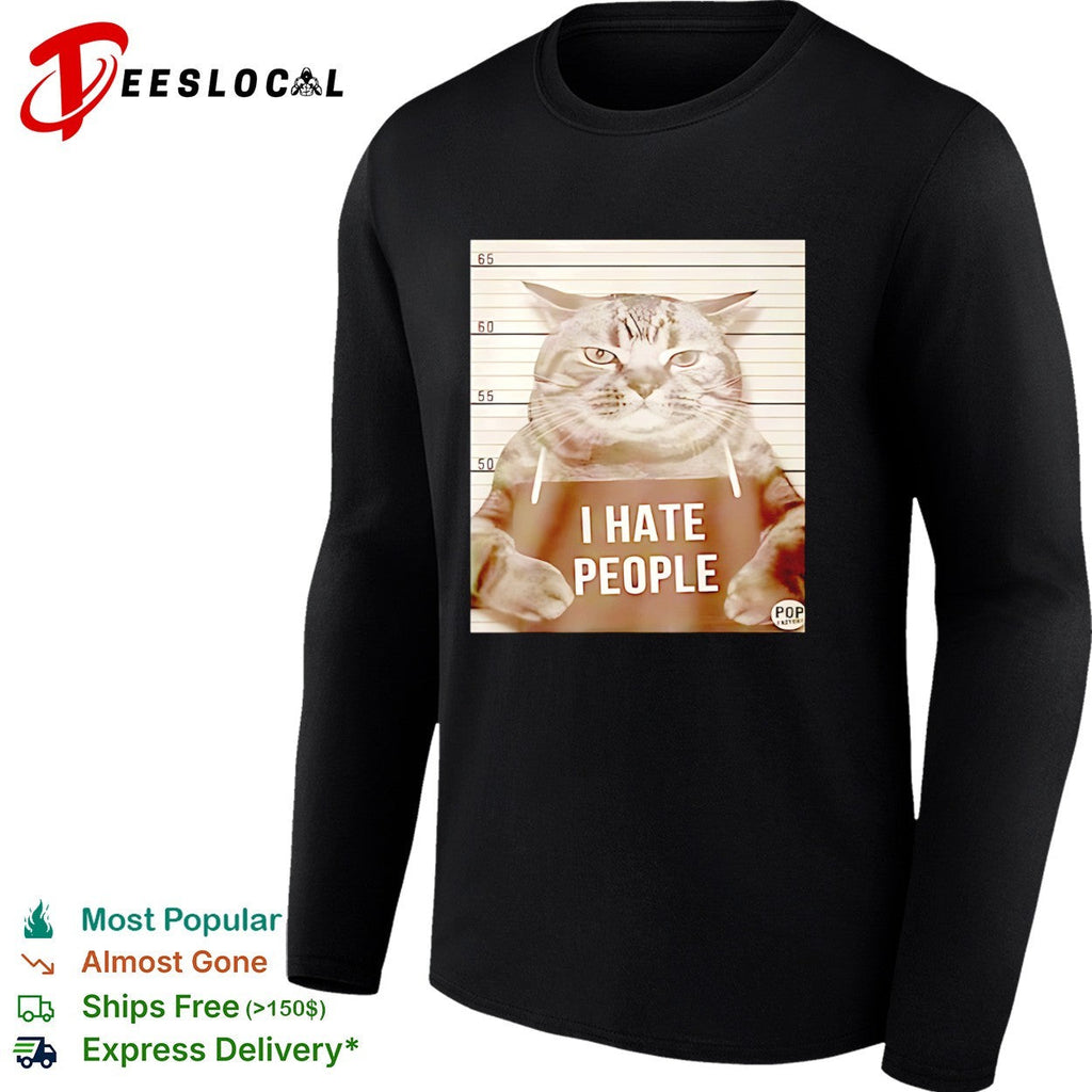 I Hate People Mugshot Grumpy cat Shirt Unisex
