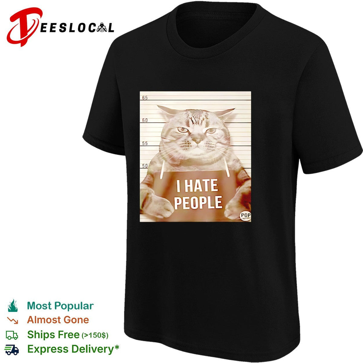 I Hate People Mugshot Grumpy cat Shirt Unisex