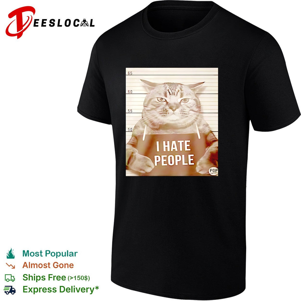 I Hate People Mugshot Grumpy cat Shirt Unisex