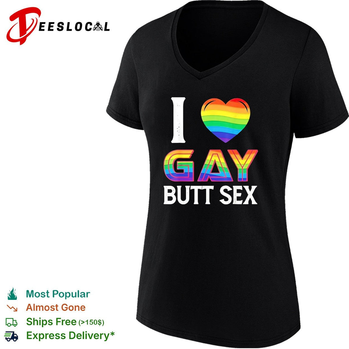 I Love Gay Butt Sex Rainbow Heart shirt Unisex