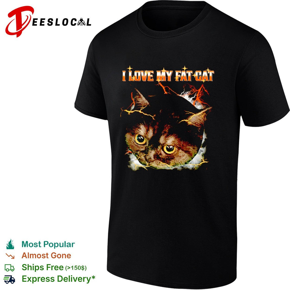 I Love My Fat Cat Lightning Storm Aesthetic Internet Meme Animal Lover shirt Unisex