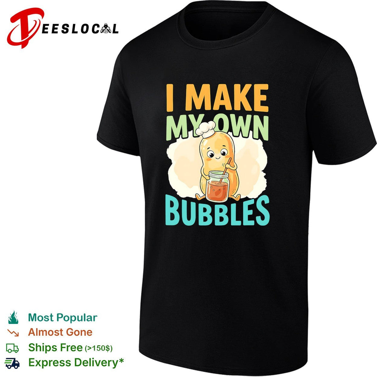 I Make My Own Bubbles Cute Potato Chef Culinary Food Kitchen Funny Joke Shirt Unisex