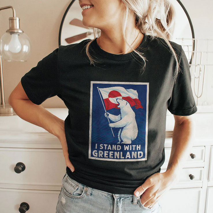 I Stand With Greenland Flag Bear T Shirt Unisex