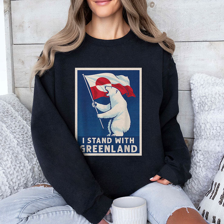 I Stand With Greenland Flag Bear T Shirt Unisex