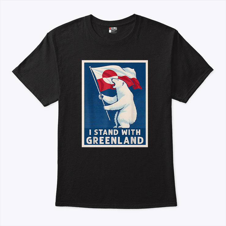 I Stand With Greenland Flag Bear T Shirt Unisex