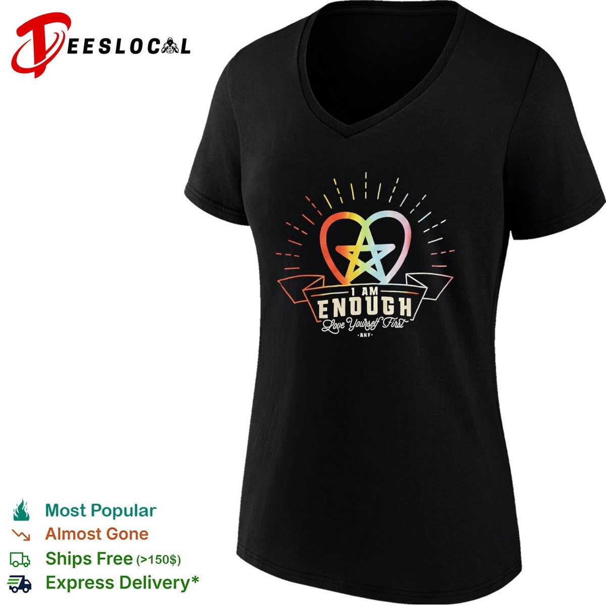I am Enough Love Yourself First AKF Star Heart rainbow shirt Unisex