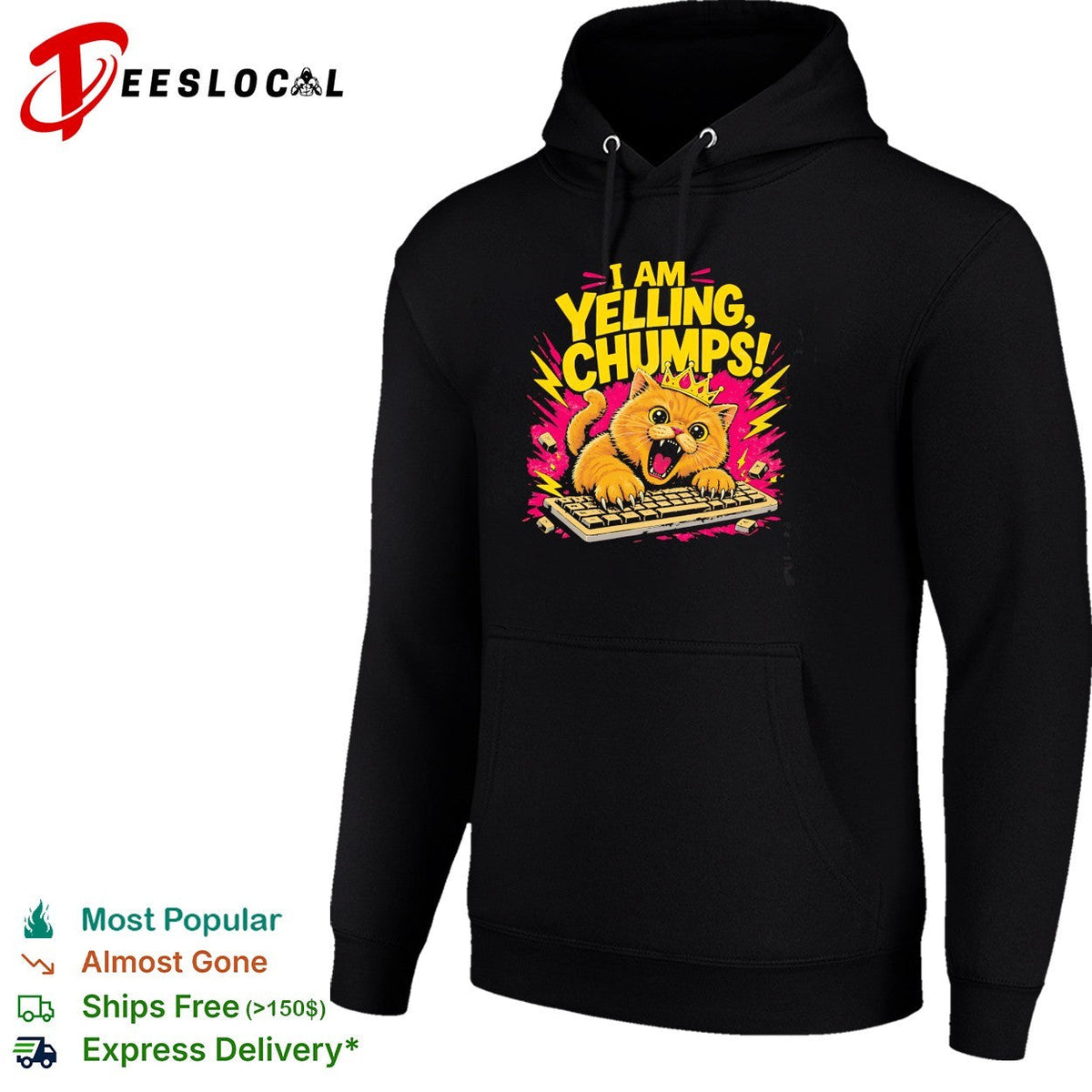 I am yelling chumps angry cat keyboard crown yellow bold humor shirt Unisex