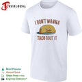 I don’t wanna taco bout it sad mustached taco character pun illustration graphic shirt Unisex