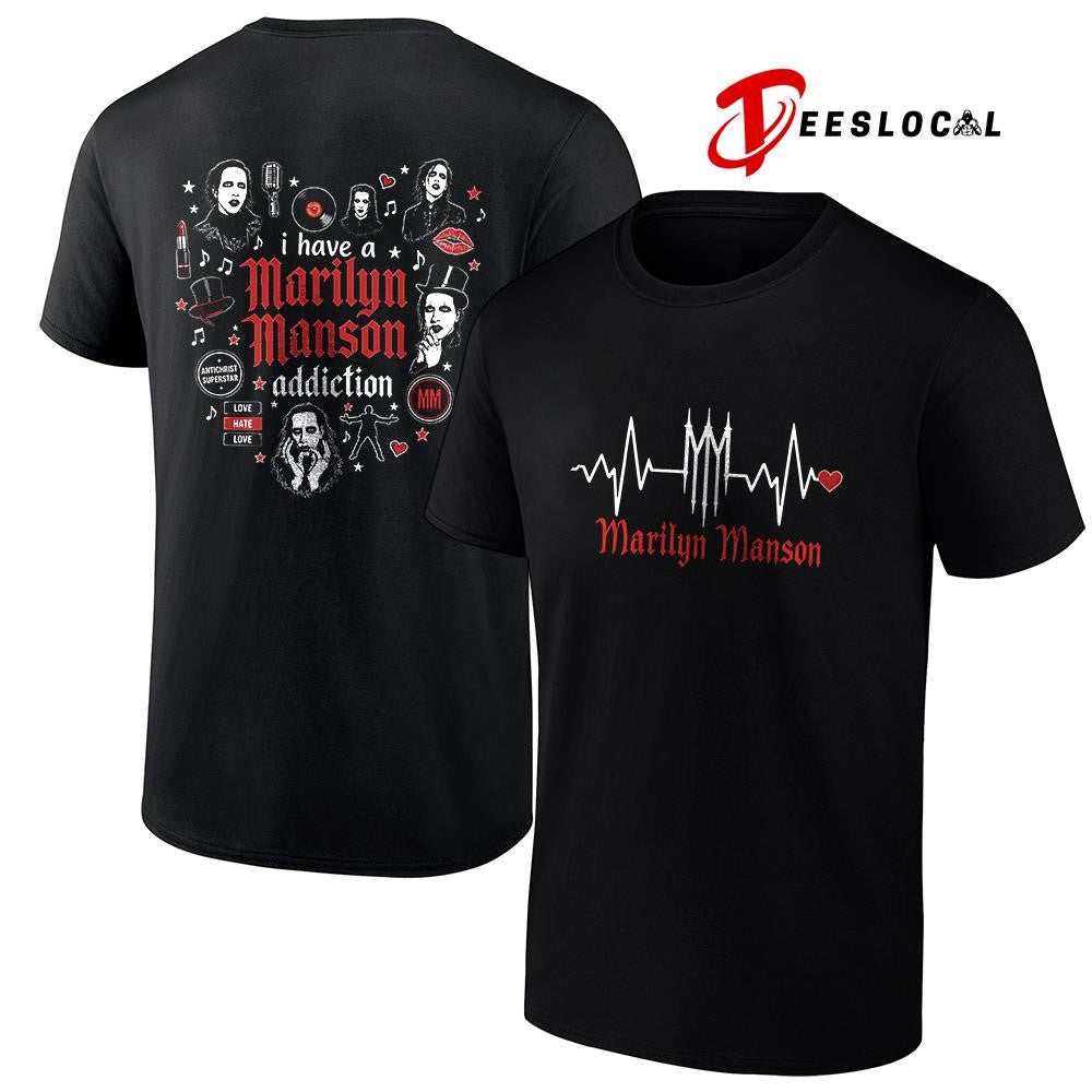 I have a Marilyn Manson addiction heartbeat signs shirt Unisex