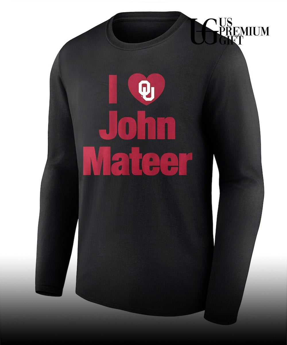 I heart John Mateer Oklahoma Sooners football logo shirt Unisex