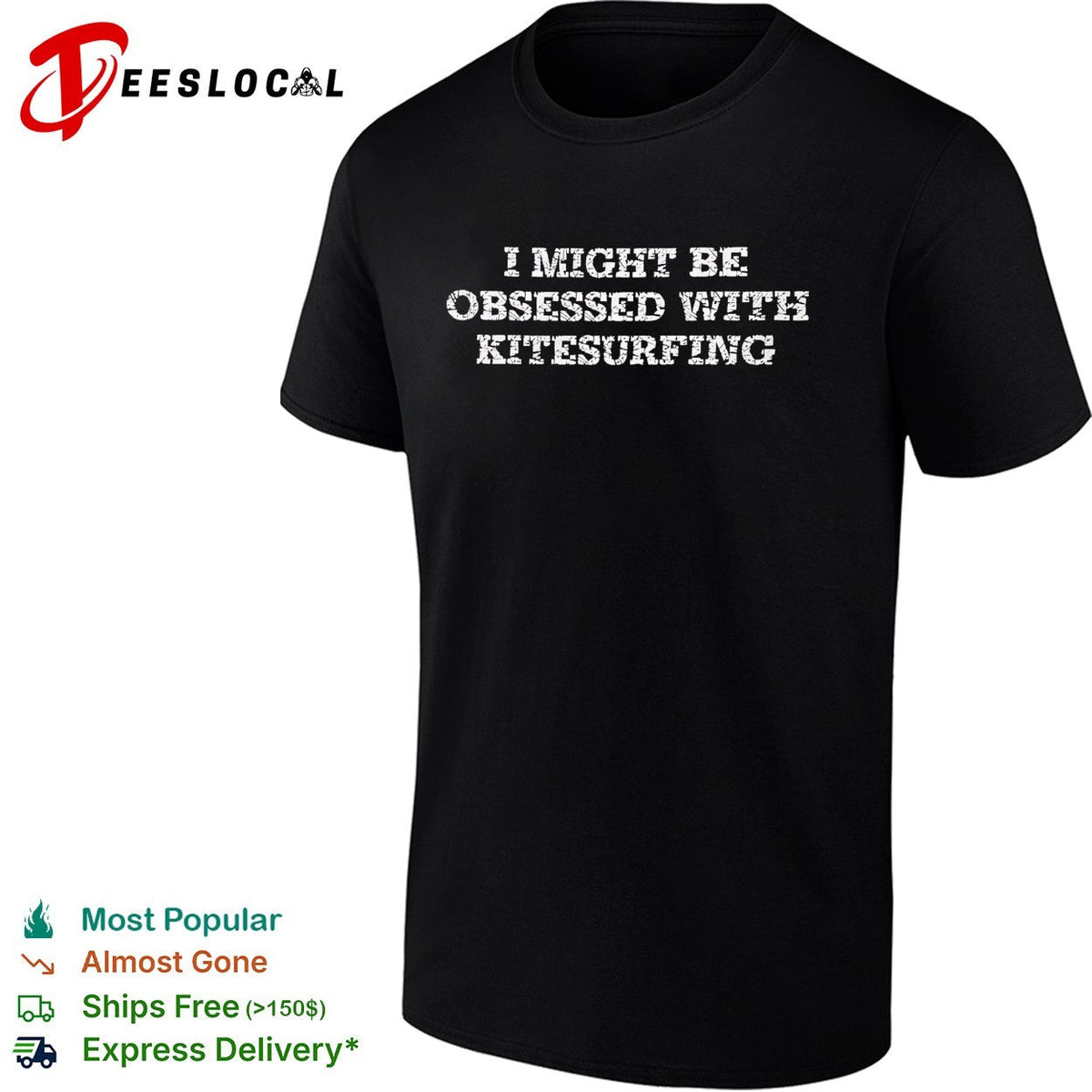 I might be obsessed with kitesurfing bold distressed typography shirt Unisex