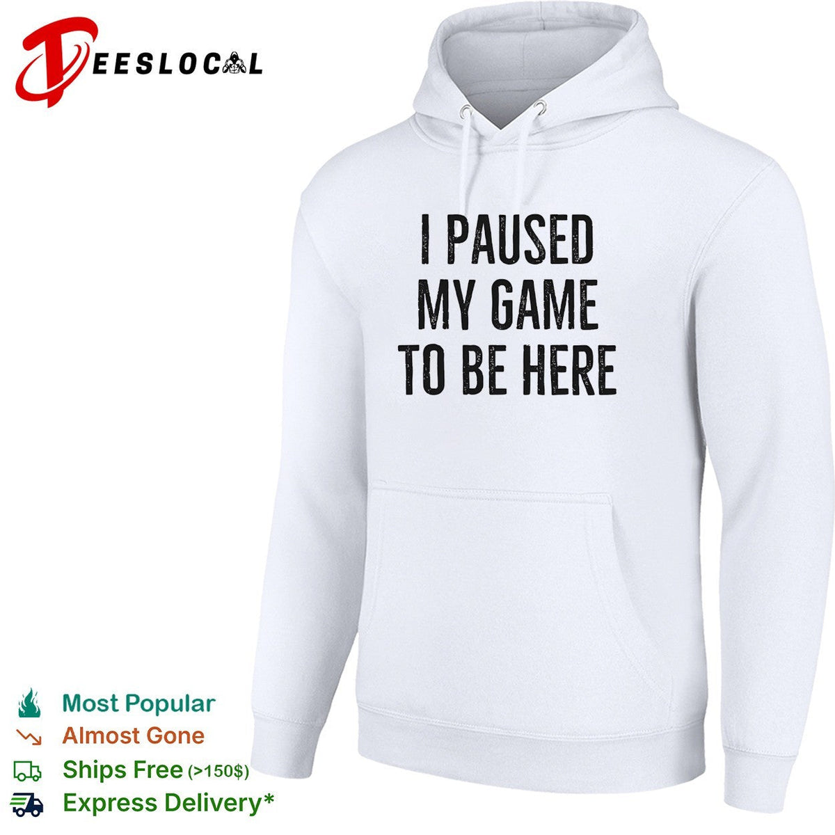 I paused my game to be here bold distressed typography gamer humor shirt Unisex