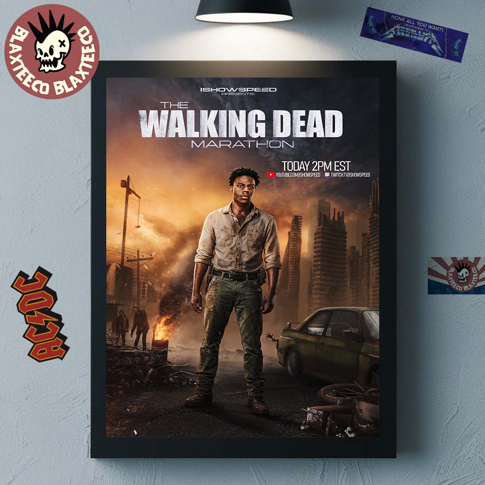 IShowSpeed The Walking Dead Marathon Live Stream Home Decor Poster Canvas Unisex