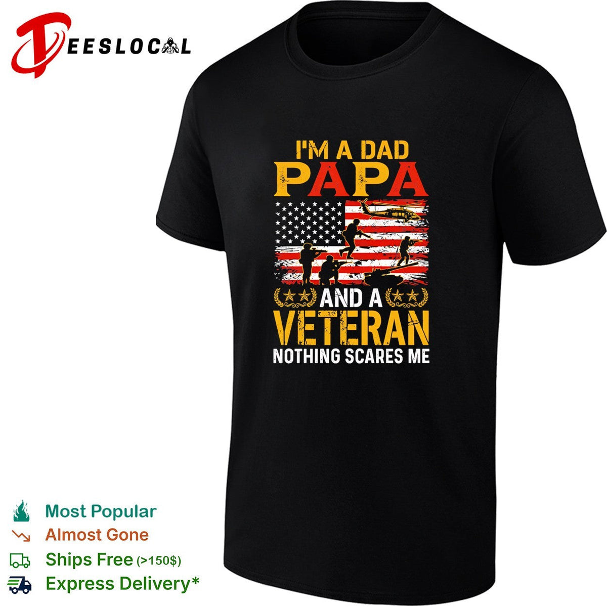 I’m A Dad Papa And A Veteran Nothing Scares Me vintage shirt Unisex