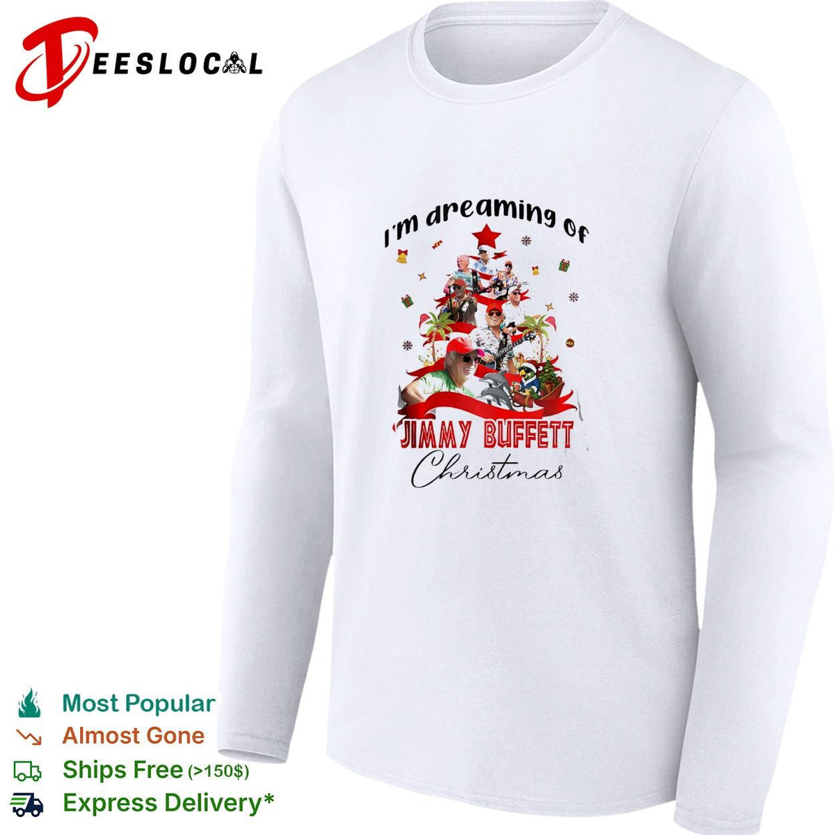 I’m dreaming of a Jimmy Buffett Christmas musician collage parrot poster shirt Unisex