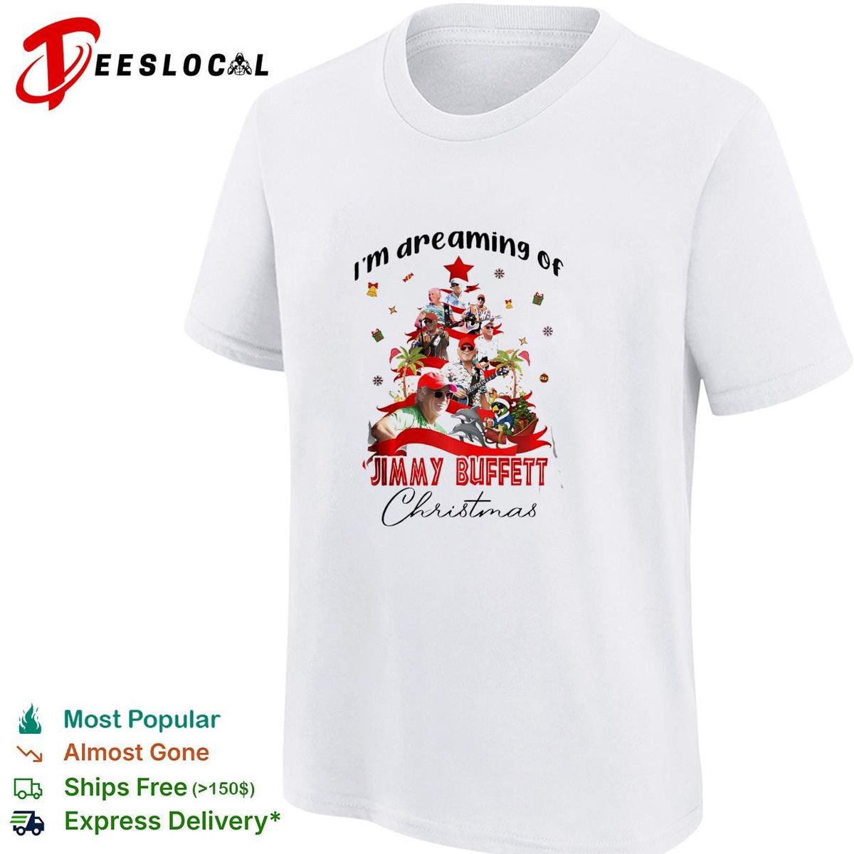 I’m dreaming of a Jimmy Buffett Christmas musician collage parrot poster shirt Unisex