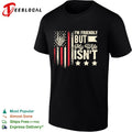 I’m friendly but my wife isnt skeleton hand american flag patriot novelty shirt Unisex