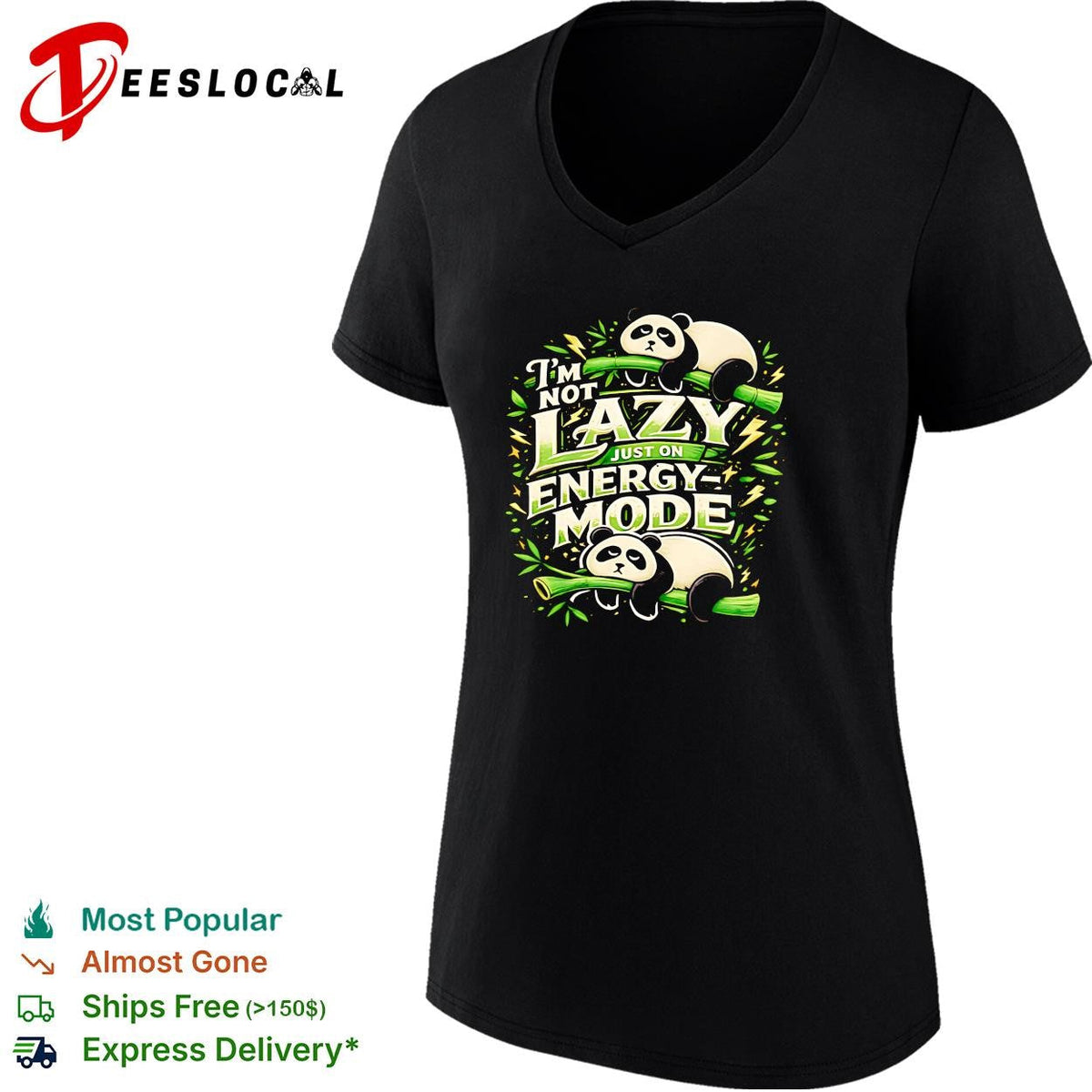 I’m not lazy just on energy mode panda bamboo funny graphic shirt Unisex