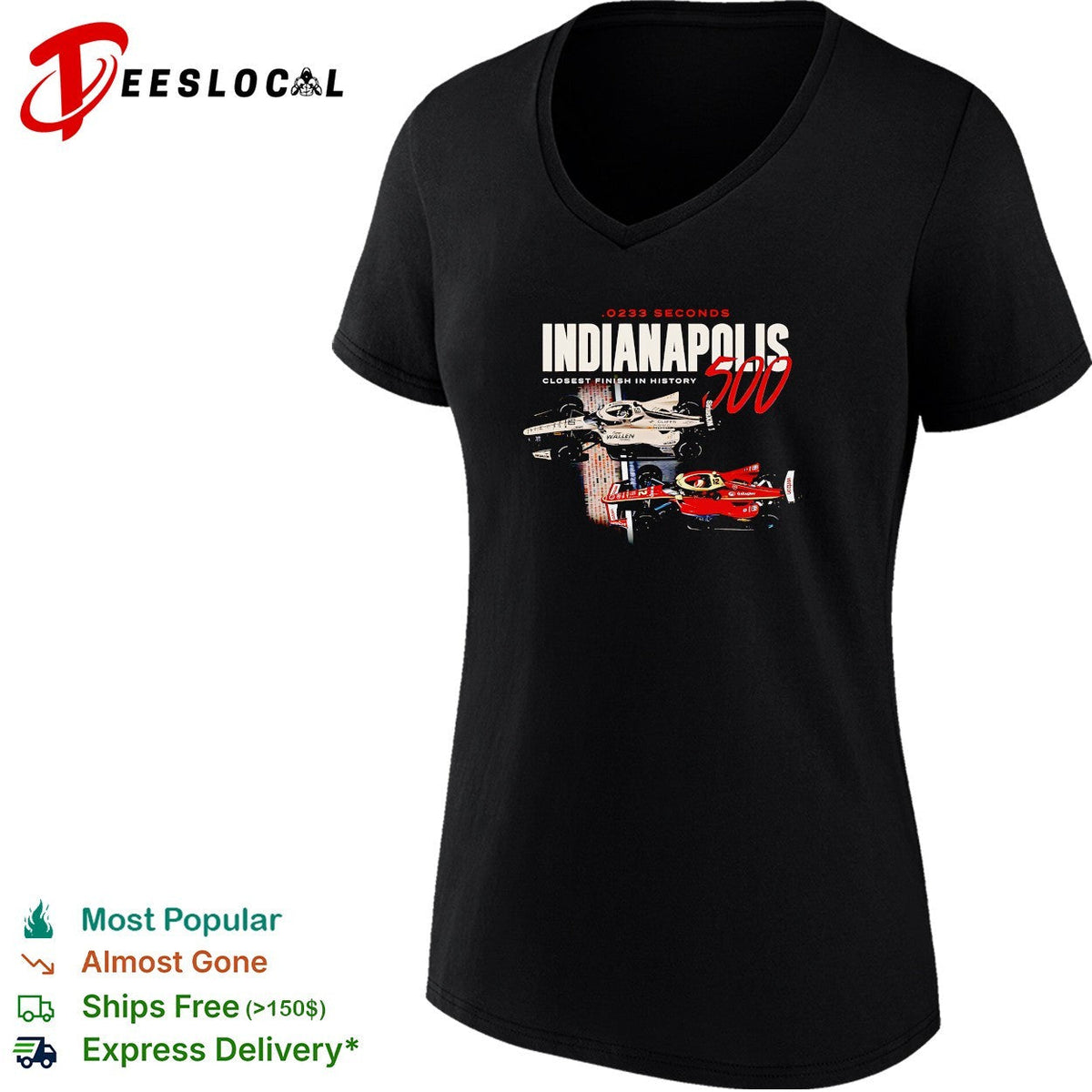Indianapolis 500 0233 seconds closest finish in history racing shirt Unisex