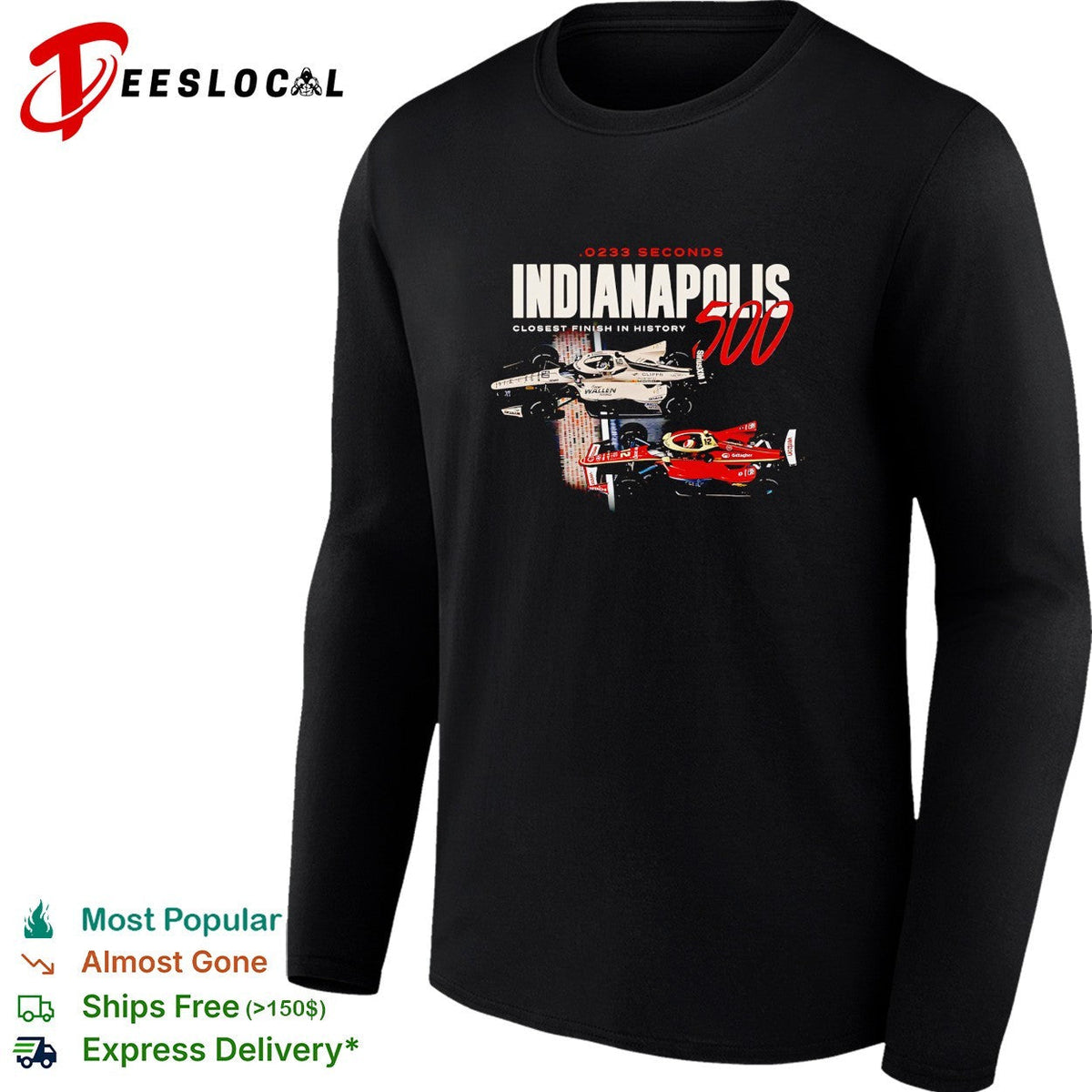 Indianapolis 500 0233 seconds closest finish in history racing shirt Unisex