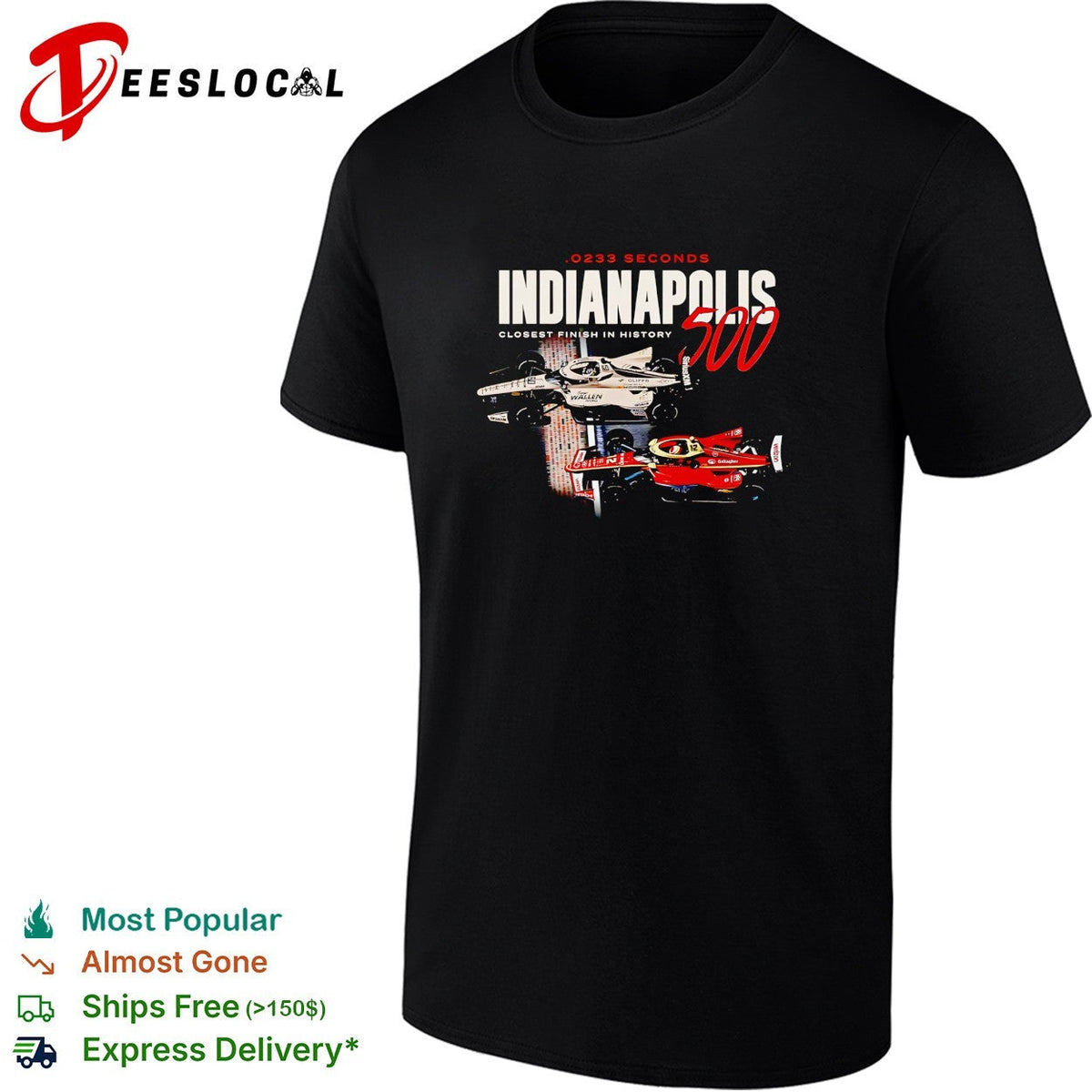 Indianapolis 500 0233 seconds closest finish in history racing shirt Unisex