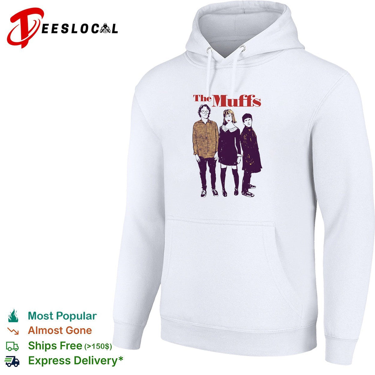 Indie rock trio illustrated character portrait vintage concert shirt Unisex