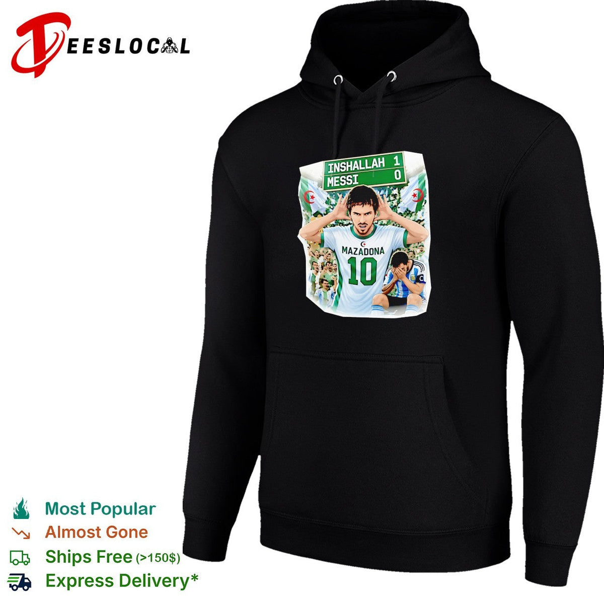 Inshallah one Messi zero scoreboard soccer fan torn poster shirt Unisex