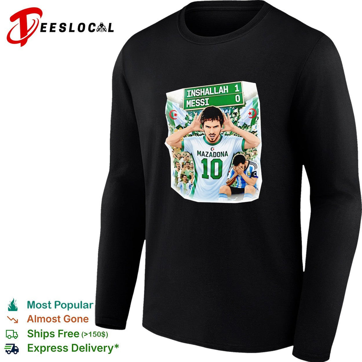 Inshallah one Messi zero scoreboard soccer fan torn poster shirt Unisex