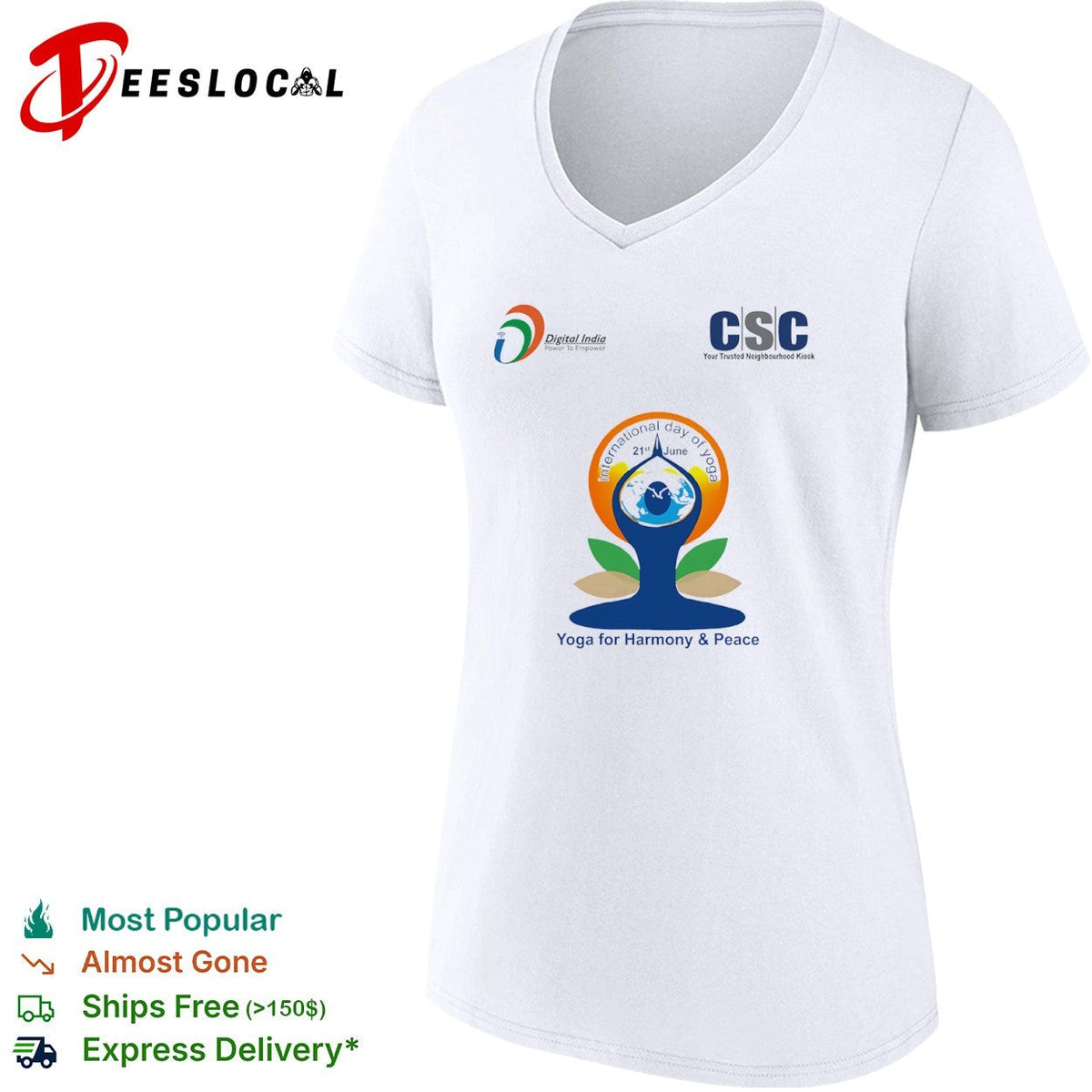 International Day of Yoga 21st June Digital India CSC Yoga for Harmony and Peace shirt Unisex
