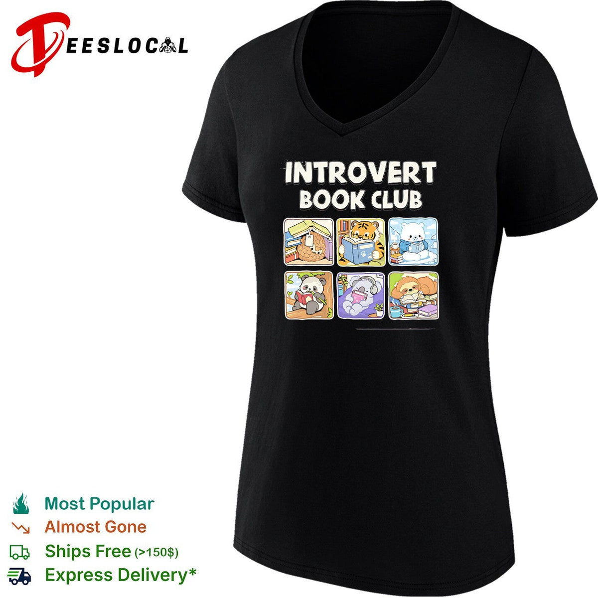 Introvert Book Club Pangolin Tiger Polar Bear Panda Koala Sloth cute animal shirt Unisex
