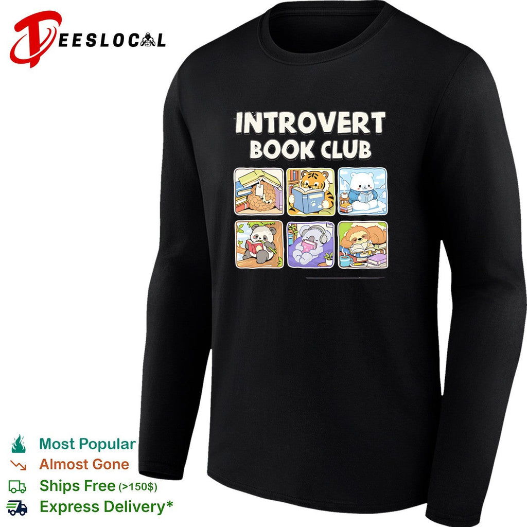Introvert Book Club Pangolin Tiger Polar Bear Panda Koala Sloth cute animal shirt Unisex