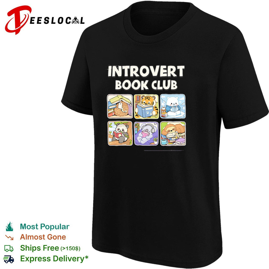 Introvert Book Club Pangolin Tiger Polar Bear Panda Koala Sloth cute animal shirt Unisex